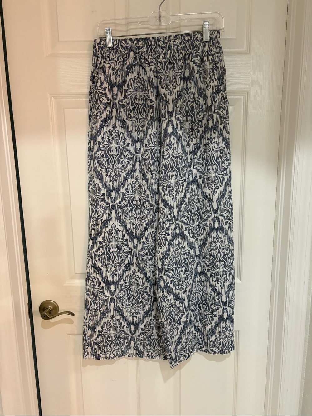 Kaktus Made in Italy Linen Cotton Wide Leg Pants Blue Ivory Size M